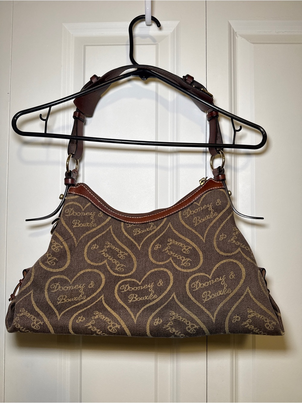 Dooney & Bourke Brown Heart-Print Canvas Shoulder Bag - Picture 8 of 8